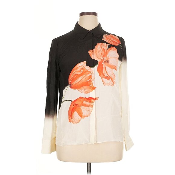Alice + Olivia Brady Floral Silk Blouse Extra Large NWT $375 - Picture 8 of 14